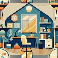 Cozy and Serene Home Office Workspace for Remote Work and Creativity vector