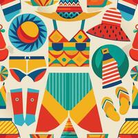 Bright and Colorful Beachwear Ensemble for a Day in the Sun vector
