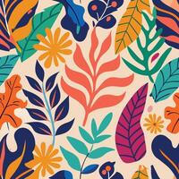 Matisse Inspired Seamless Pattern with Abstract Leaf Cutout Shapes vector