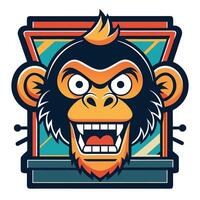Creative Logo Screen Printing Design Featuring a Unique Monkey Head vector