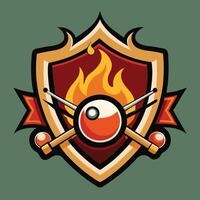 Template for Billiard Flame Badge Set with Vibrant Logo Design vector
