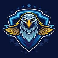 Majestic Eagle Silhouette Emblazoned with Night Sky Gradient in Format vector