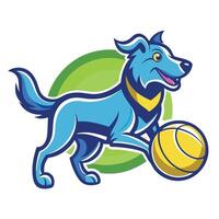 Delightful Dog Playing Fetch with a Ball Template Illustration vector