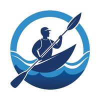 Silhouette of a Kayak and Paddle on a Tranquil River Stream vector