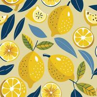 Simple Hand Drawn Lemon Pattern in a Scandinavian Style vector