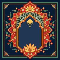 Intricate Mughal Inspired Retro Border Adorned with Ethnic Motifs vector