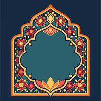 Ornate Mughal Inspired Retro Frame Intricate Illustration vector