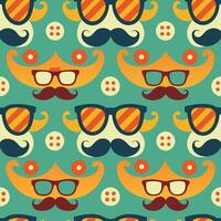 Retro Colorful Glasses and Mustache Seamless Pattern vector