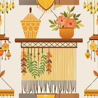 Rustic Handcrafted Wall Decor Shelf and Hanger for Home Greenery vector