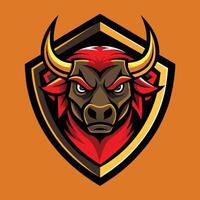 Elegant Bull Shield Badge Emblem Design Template in for Illustrator vector