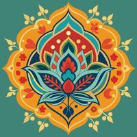 Intricate Mughal Motif in Vibrant Modern Hues for Decorative Use vector