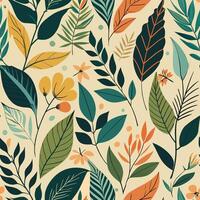 Foliage Wall Art Template with Botanical Elements vector