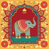 Intricate and Ornate Traditional Mughal Decorative Frame with Flourishes vector