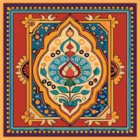 Watercolor Washed Traditional Persian Rugs in Vibrant Hues vector