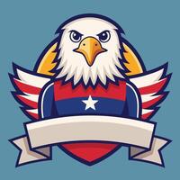 Majestic American Bald Eagle Grips Blank Banner for Custom Text vector