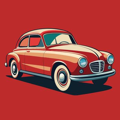 Classic Car Emblem with a Retro Silhouette and Sunburst Logo Graphic