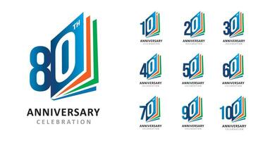 Set of anniversary design paper number vector