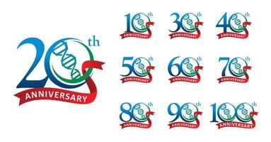 Set of anniversary design dna number vector