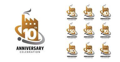Set of anniversary factory number vector