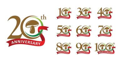 Set of anniversary mushroom number vector