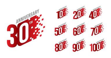 Set of anniversary design modern pixel number vector