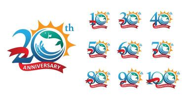 Set of anniversary fish number vector