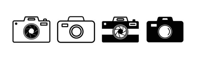 Camera icon set. photo camera in flat style symbol. photography camera line art signs, illustration vector