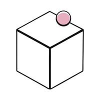 Cube with a floating illustration. vector