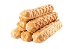 Pile of asian breadsticks with cheese flavor isolated photo