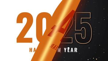 Animation of lettering text happy new year 2025 with page curl and fireworks video