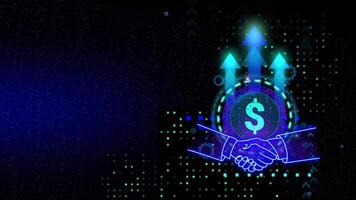 Animation of Handshake business partnership technology background with free space video