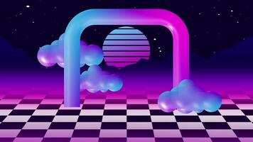 Retro vaporwve background animation. Looping animation video