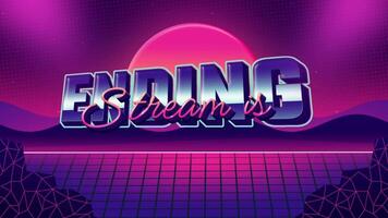 Stream is ending in vaporwave background style animation video