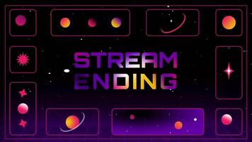 Stream overlay, steam ending on retro style background animation video