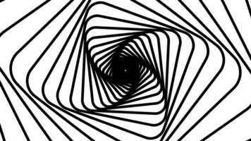 Black lines form concentric squares creating a hypnotic spiral effect background animation video