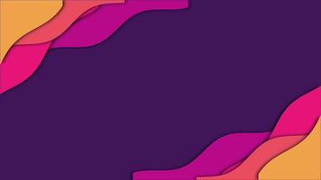 It features vibrant layered wavy shapes on purple background animation video