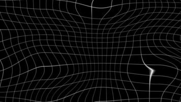 White lines form a warped grid on black background animation video