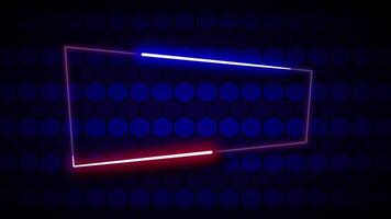 A rectangular frame made of two moving neon lights. vaporwave animation video
