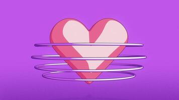 Pink heart with multiple circles cartoon seamless loop video