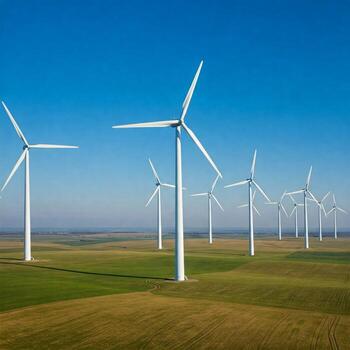 A large field of wind turbines photo