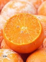 A pile of oranges, showcasing various types such as mandarin oranges, valencia oranges, and clementines photo