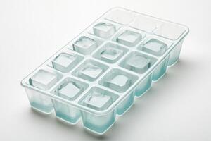 High quality ice cube tray on a clean white background showcasing sharp details and realistic lighting photo
