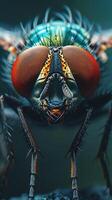 A close up of a fly with red eyes photo