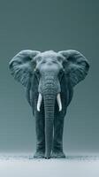 An elephant standing in front of a gray background photo