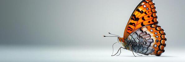 A butterfly with orange and black spots on it photo