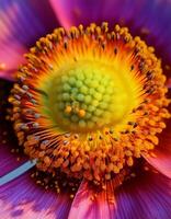 Close-up View of Vibrant Flower With Intricate Petal Details and Striking Color Patterns in a Natural Setting photo