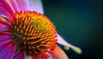 Vibrant Close-Up of a Colorful Flower Revealing Intricate Details and Textures in a Natural Setting During Daytime photo