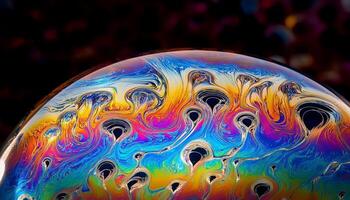Colorful Bubble Reflecting Vibrant Patterns With an Abstract Backdrop in Bright Lighting photo