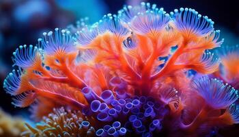 Vibrant Coral Reef Displaying Colorful Marine Life in a Tropical Ocean Environment During the Day photo