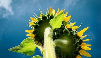 Sunflowers Reach for the Blue Sky in a Vibrant Display During the Warm Summer Afternoon in a Rural Landscape photo